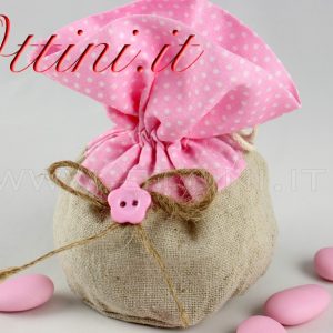 Sacchetto Old Style Bottoncino Fiore Rosa