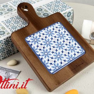 Tagliere Acacia Fiori Blu senza Coltellino – 24032 Claraluna