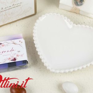 Piattino Bianco Cuore con Sapone Lavanda  – 24271 Claraluna