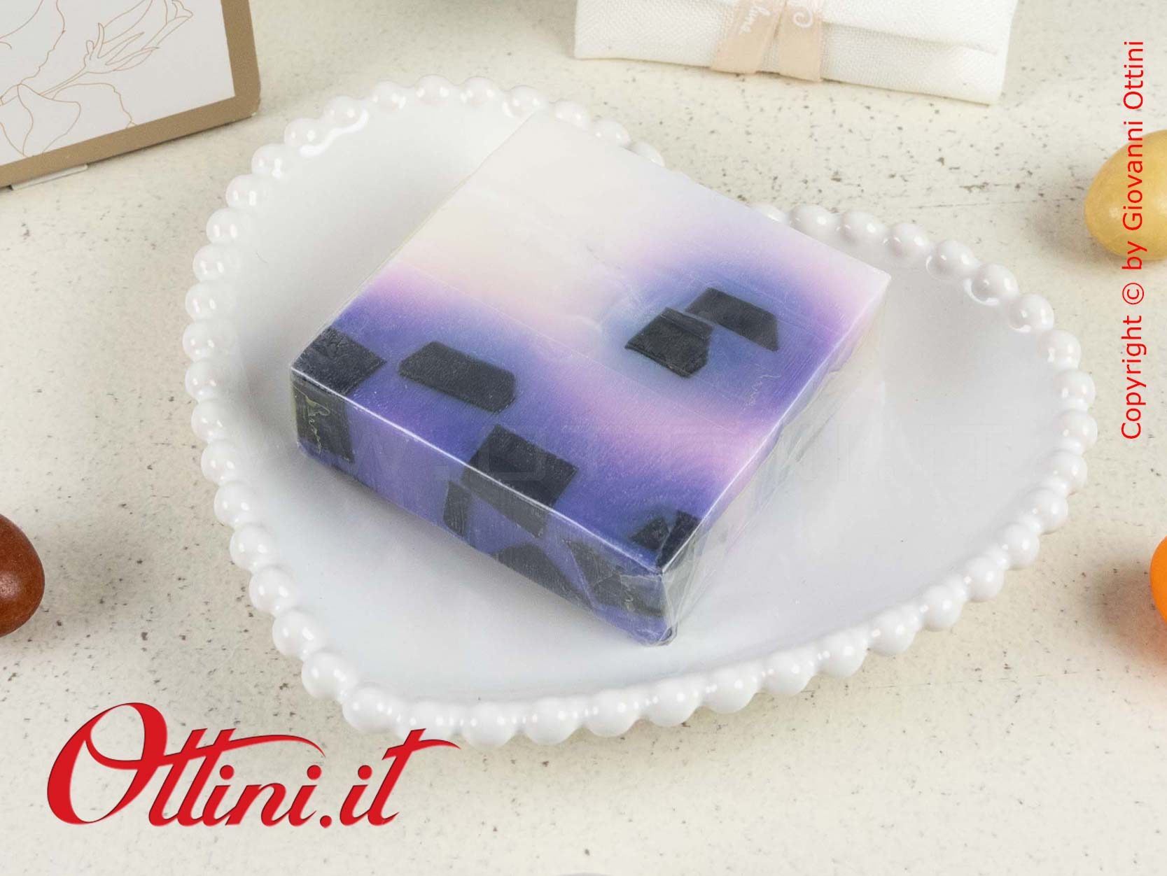 Piattino Bianco Cuore con Sapone Lavanda – 24271 Claraluna - immagine 3