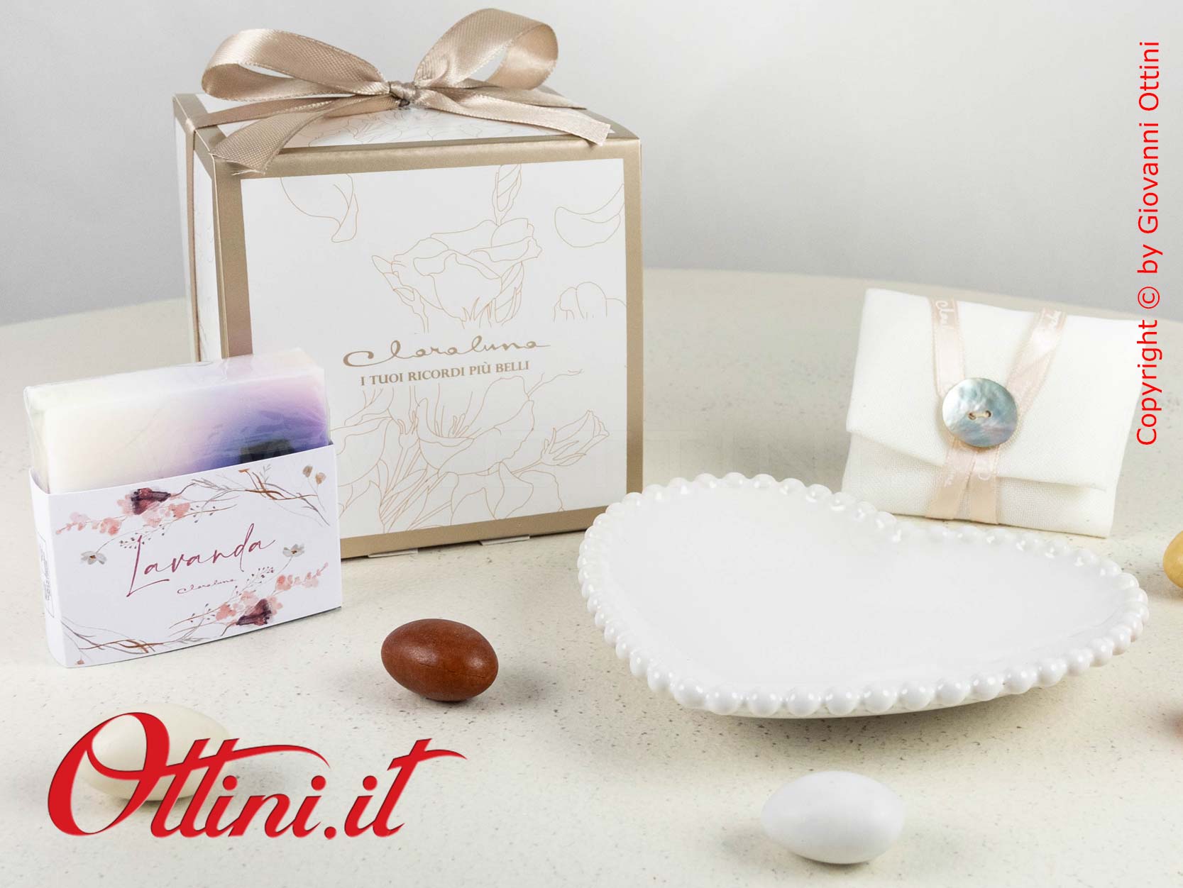 Piattino Bianco Cuore con Sapone Lavanda – 24271 Claraluna - immagine 4