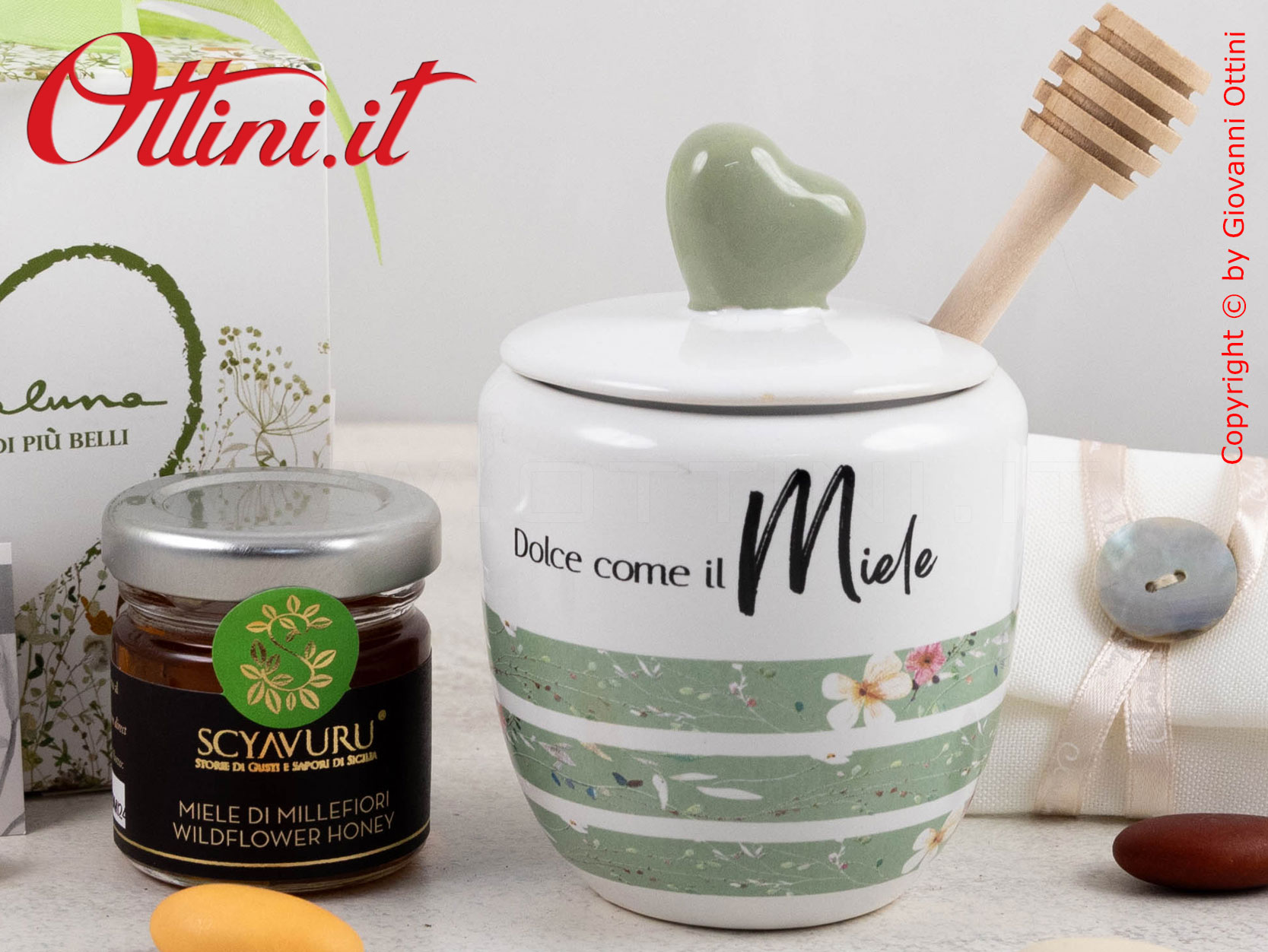 Portamiele Decoro Verde con Miele – 25103M Claraluna