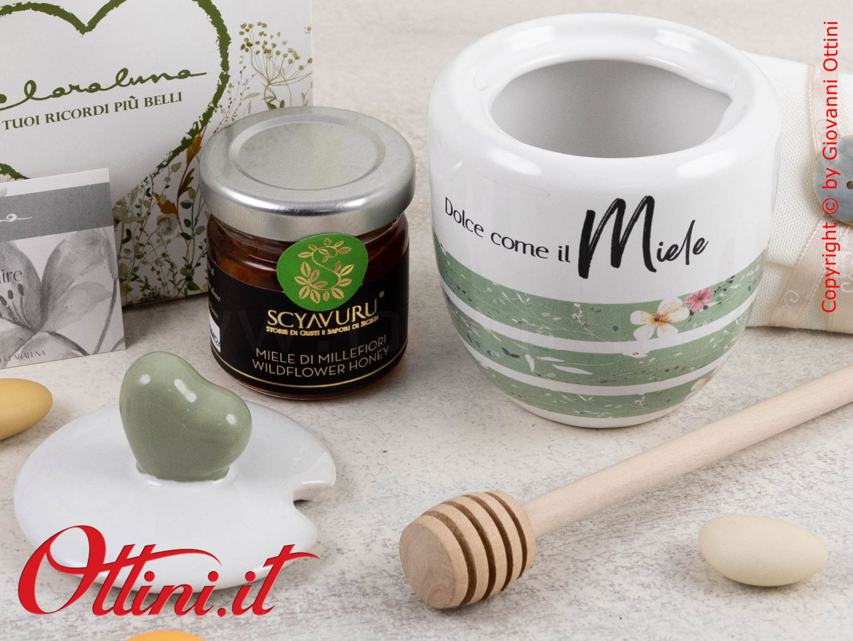 Portamiele Decoro Verde con Miele – 25103M Claraluna - immagine 3