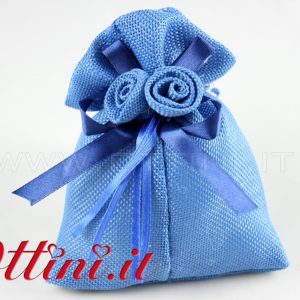 Sacchetto Bag 2 Rose in cotone Blu