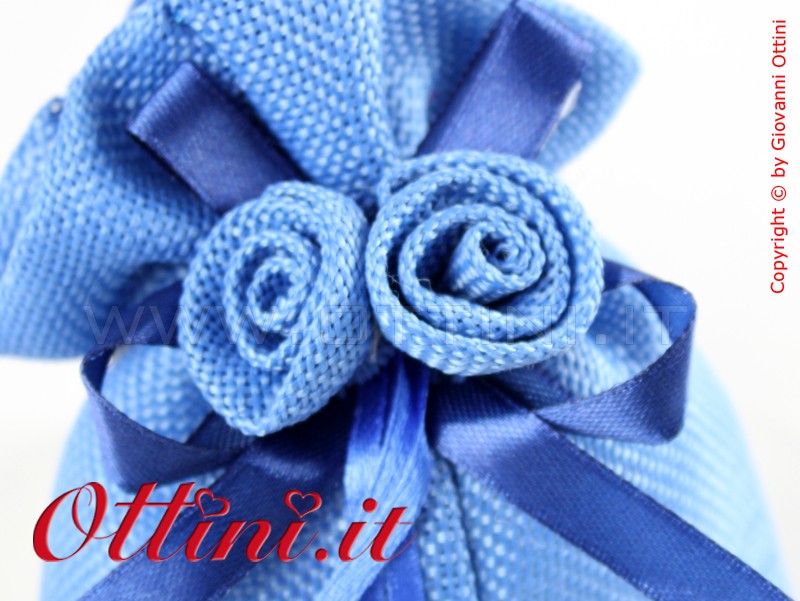 Sacchetto Bag 2 Rose in cotone Blu - immagine 2