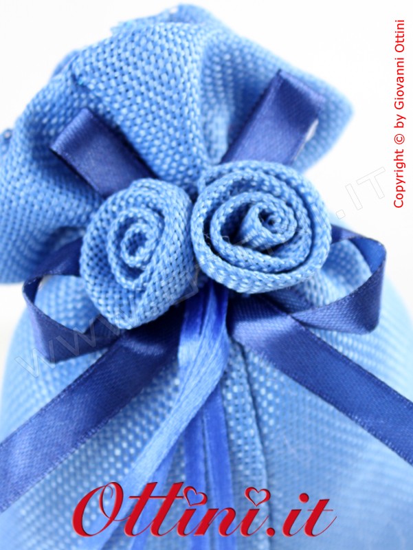 Sacchetto Bag 2 Rose in cotone Blu - immagine 3