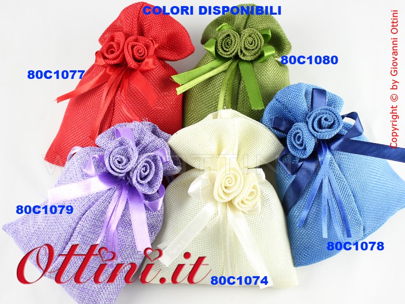 Sacchetto Bag 2 Rose in cotone Blu - immagine 5