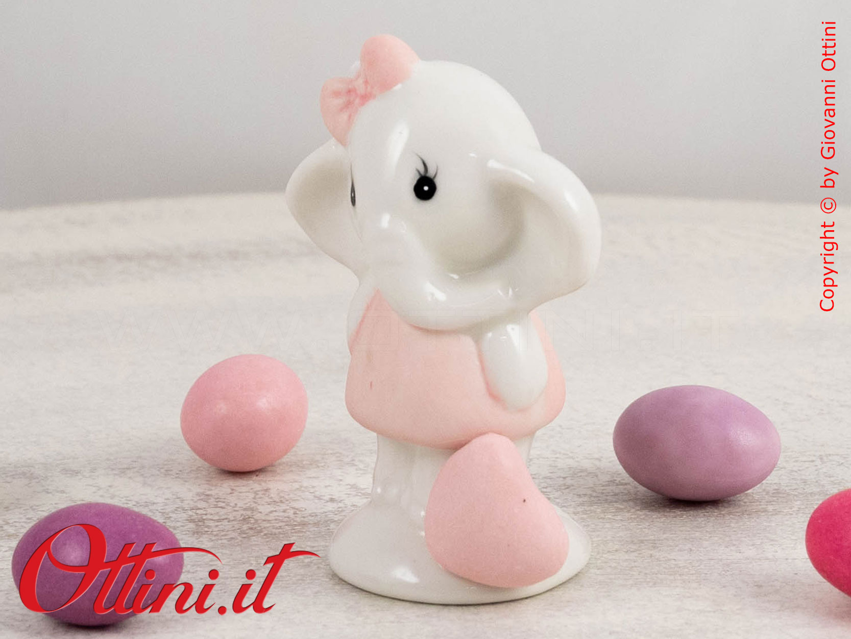 Elefantino Rosa in porcellana – 25391 Claraluna - immagine 2