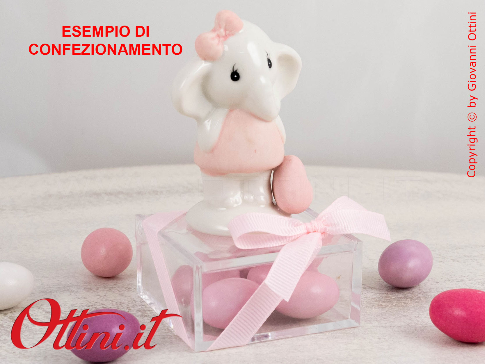 Elefantino Rosa in porcellana – 25391 Claraluna - immagine 4