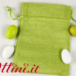 Sacchetto Stoffa Juta Verde Mela 10×13