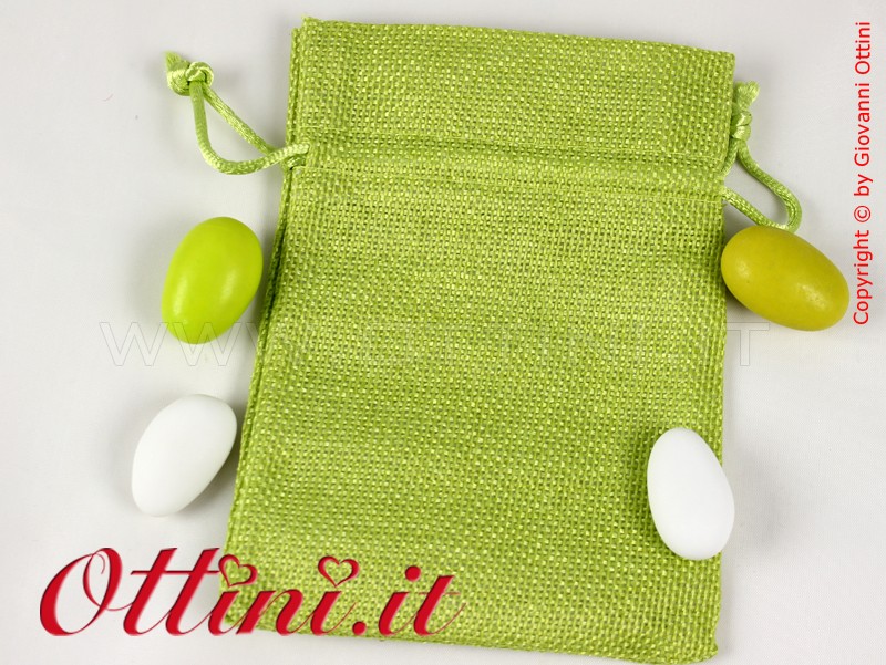 Sacchetto Stoffa Juta Verde Mela 10×13