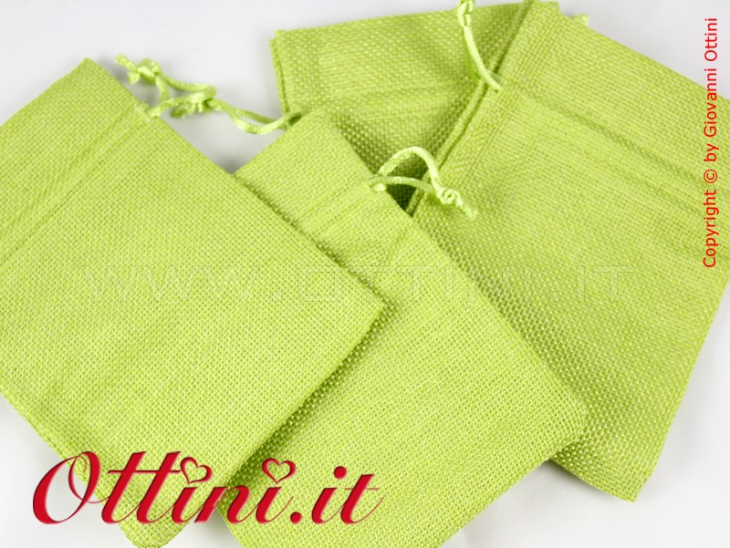 Sacchetto Stoffa Juta Verde Mela 10×13 - immagine 2