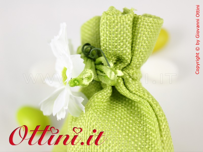 Sacchetto Stoffa Juta Verde Mela 10×13 - immagine 3