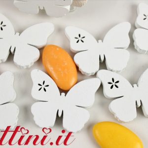 Decorazione Farfalle Bianche Legno mm 43 con Sticker