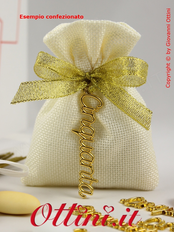 Ciondolo decoro Scritta Cinquanta in Zama Dorata - immagine 3