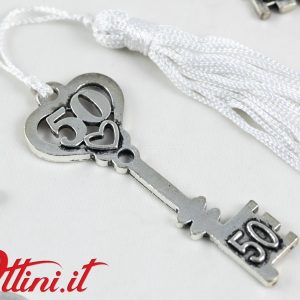 Chiave 50 Anni Nozze d’Oro Ciondolo Decoro Zama Argentata