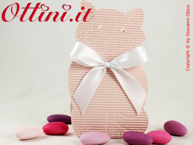 Scatolina Porta Confetti Gatto Rosa