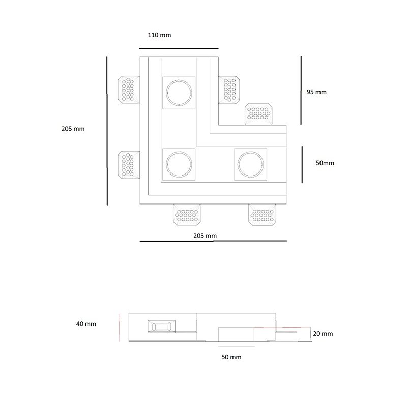 Porta faretto da incasso lineare per MINI GU10 LINEA045 – CF Original - immagine 9