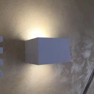 Applique in gesso cubo basso con doppio vetro R7S ART66