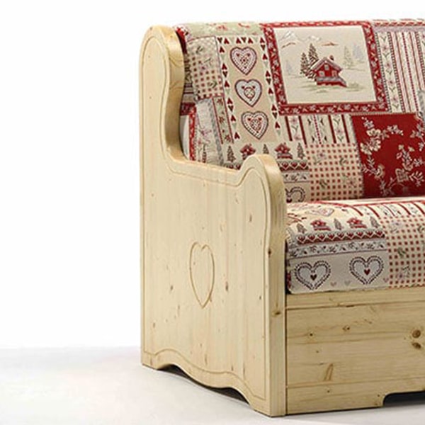 Divano letto in legno classico Rustico Montagna con materasso alto 21 cm - immagine 3