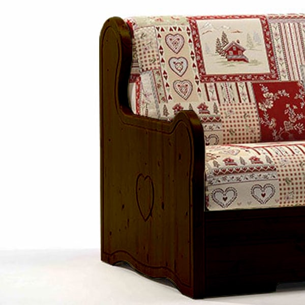 Divano letto in legno classico Rustico Montagna con materasso alto 21 cm - immagine 4