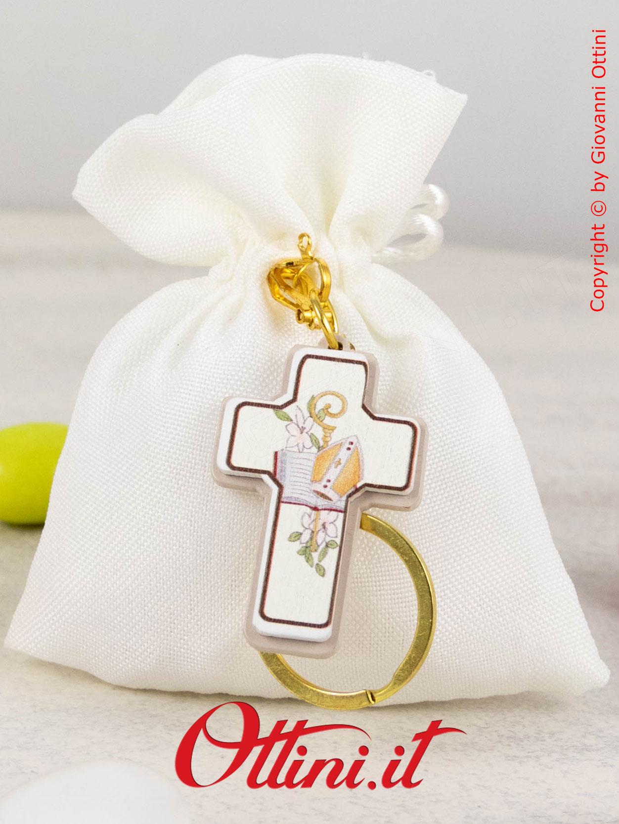 Sacchettino Cresima Portachiavi Croce - immagine 3