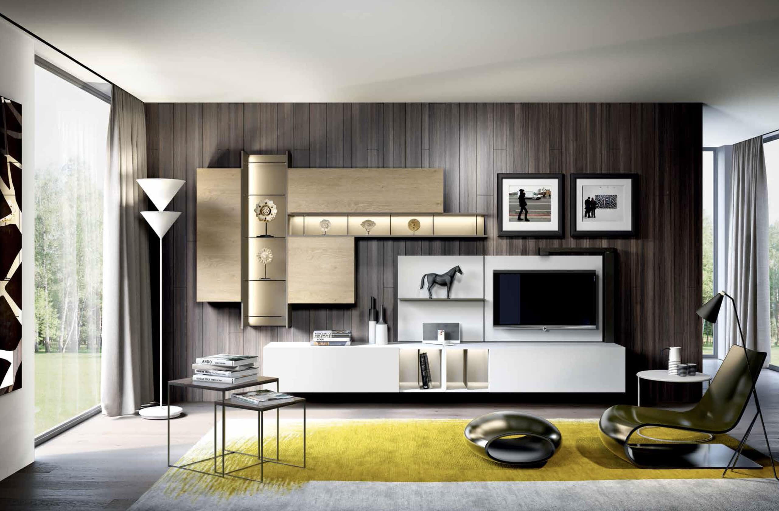 Pareti attrezzate moderne di lusso Astor Sky 2.0 Modello Essenza ed Eleganza Composizione 501