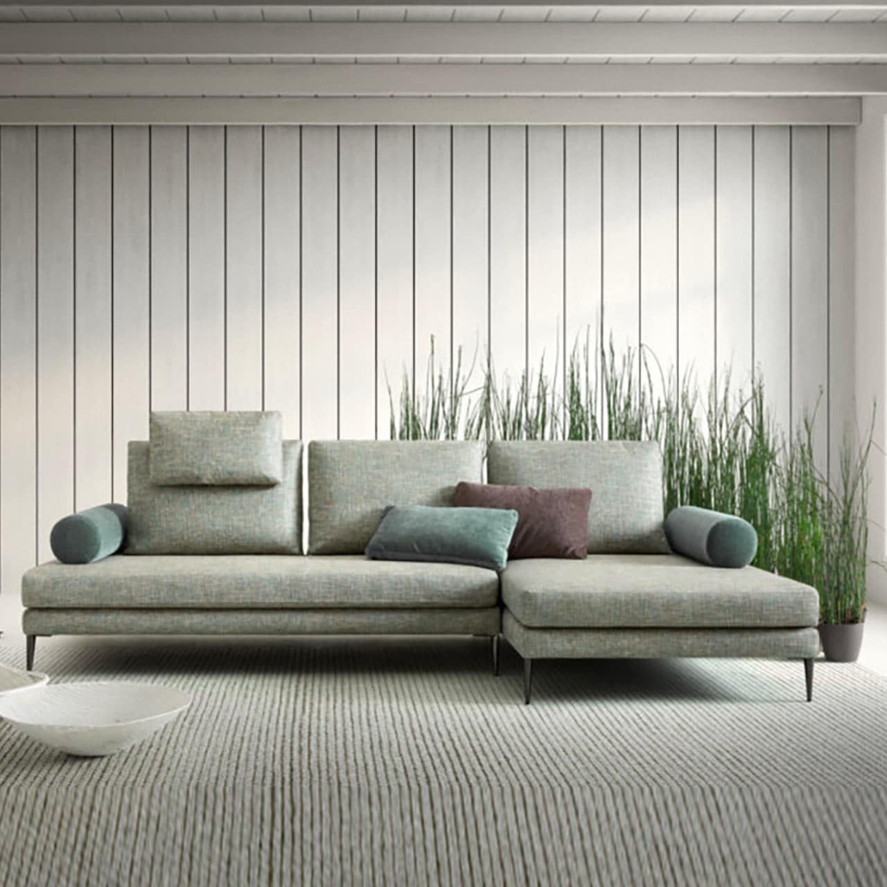 Divano componibile con schienali retraibili piede alto Mosca