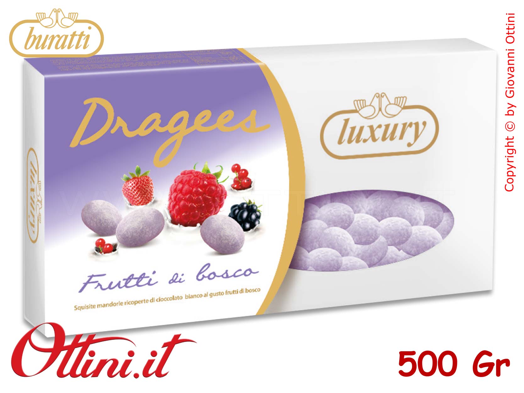 Dragées Frutti di Bosco con Cioccolato Bianco Spolverato