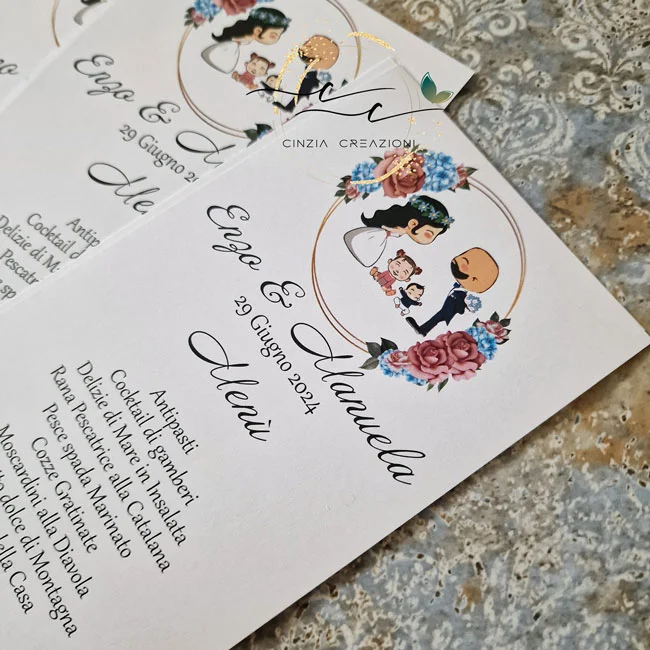 Family – menu matrimonio sposi genitori