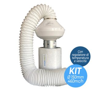 Kit di Aspirazione 150 UN | Ø150mm Portata 460mc/H Aspiratore Centrifugo + Filtro + Cablaggi