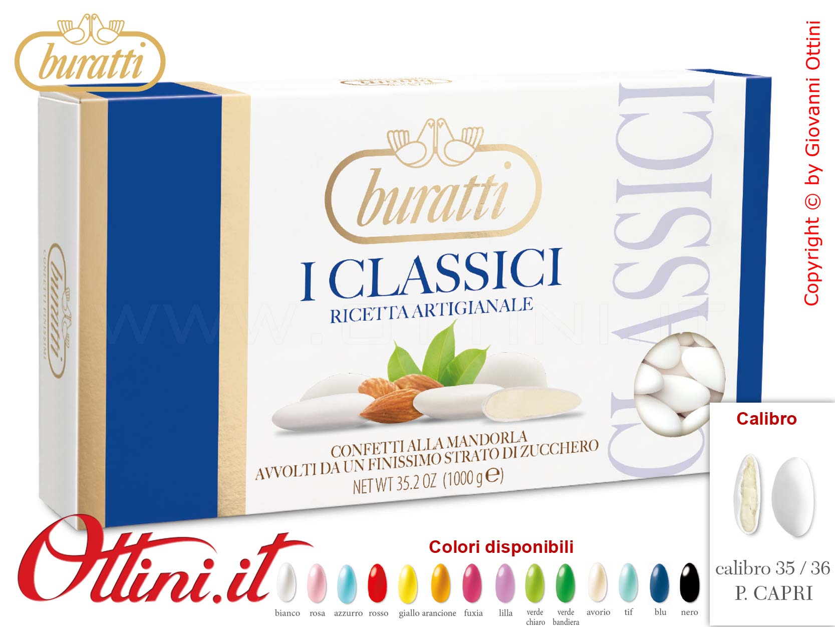 Confetti Capri Mandorla Verde Chiaro Buratti Kg 1