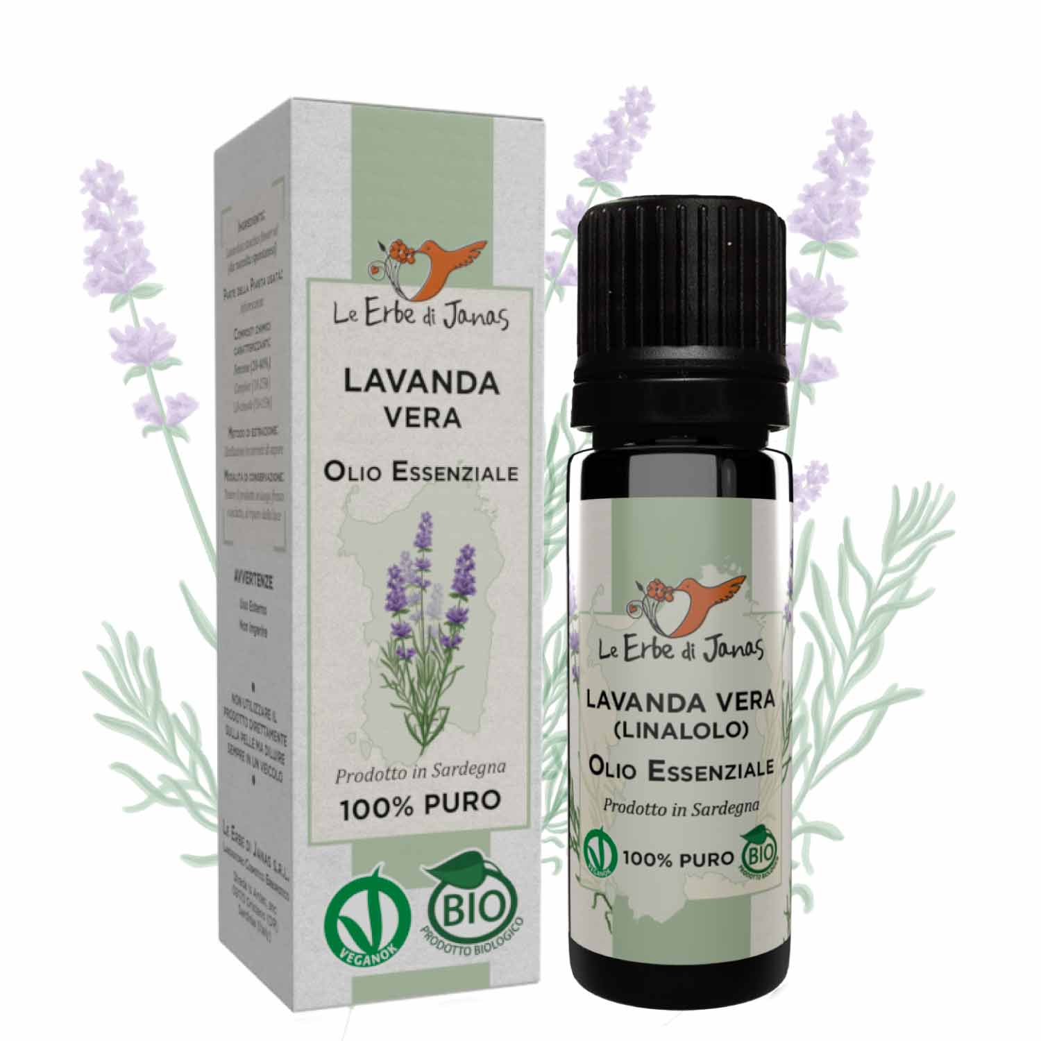 Le Erbe di Janas Olio Essenziale di Lavanda Vera (angustifolia/officinalis) Sardegna BIO 10 ml
