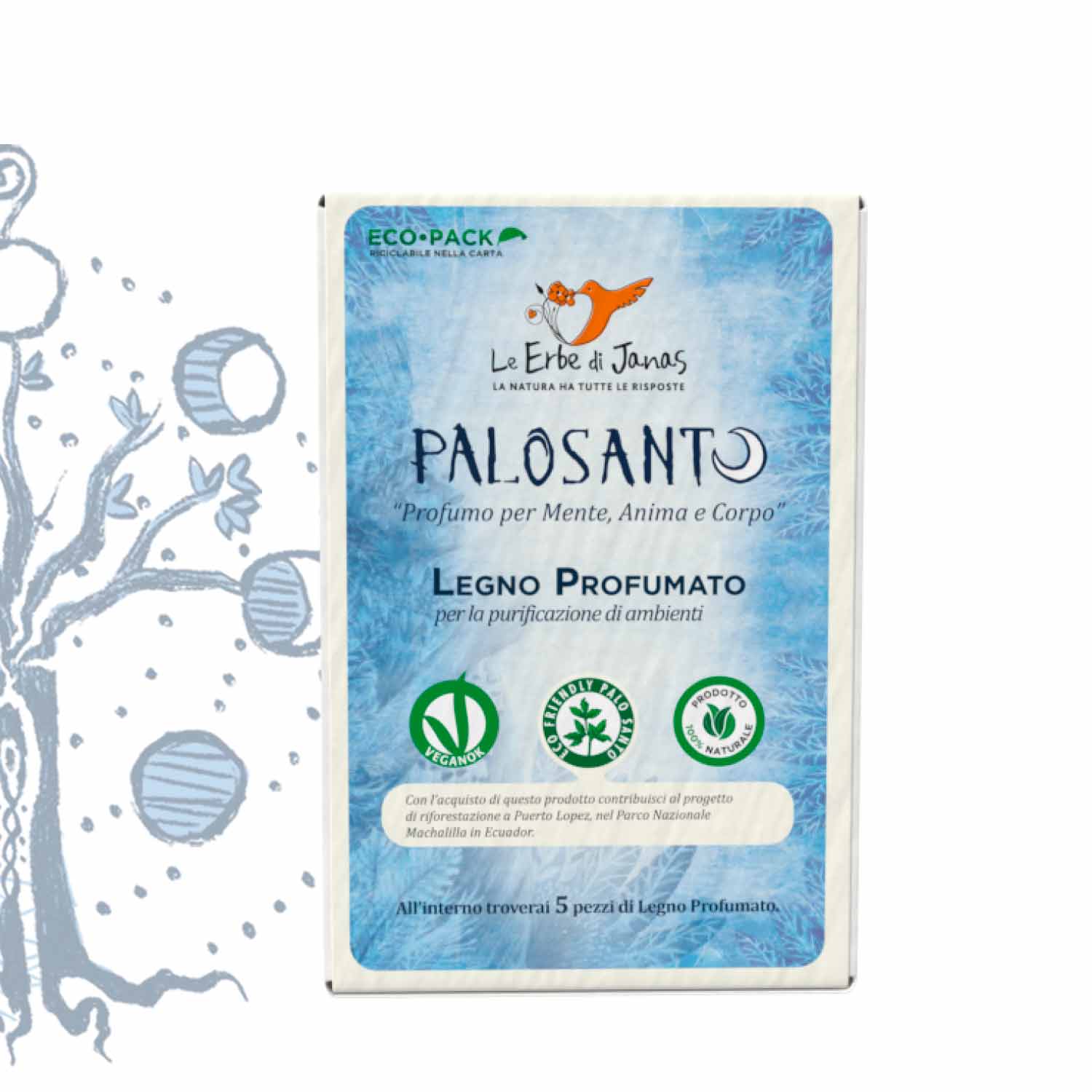 Le Erbe di Janas Legnetto di Palosanto Ecosostenibile (astuccio da 5pz)