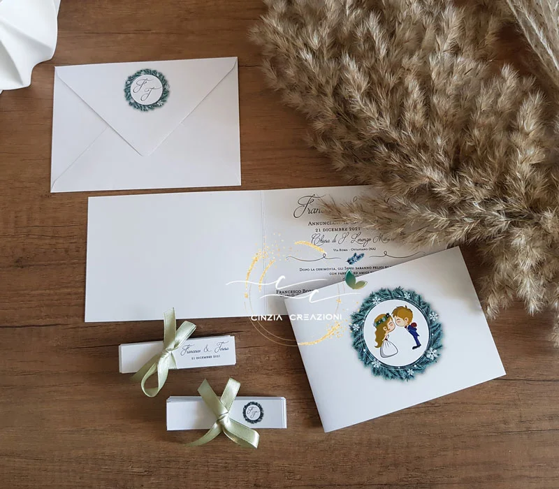 bigliettini bomboniera matrimonio natalizi - immagine 3