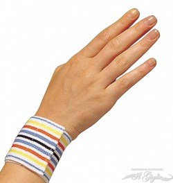 Polsiera a righe colorate da cm 8 per attivita’ sportiva dr. gibaud