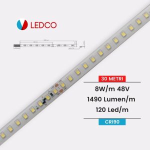 Ledco sl120 striscia led monocolore 2835 30 metri 8 W/M 48V 120 Led/M ip20