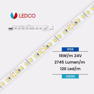 Ledco sl120 striscia led monocolore 2835 5 metri 16 W/M 24V 120 Led/M ip65