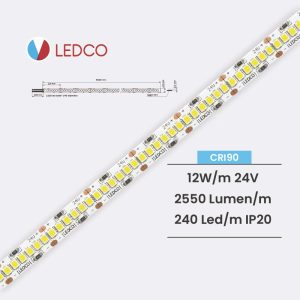 Ledco sl200es striscia led monocolore 2835 5 metri 12 W/M 24V 240 Led/M ip20