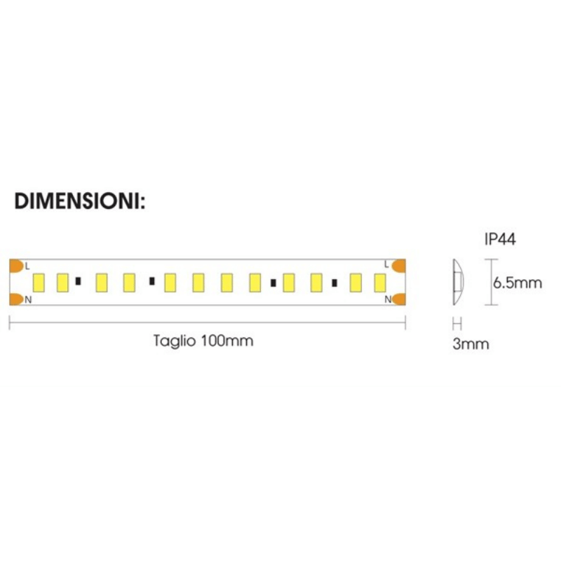 Strip Led 2835 10W/Mt 230V 6,5Mm – De Sanctis Light & Design - immagine 2