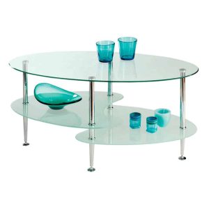 Tavolino con doppio piano in vetro Hydra
