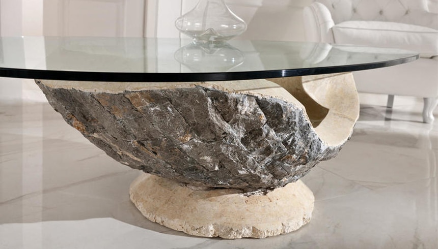 Tavolino da salotto Perla base in pietra - immagine 2