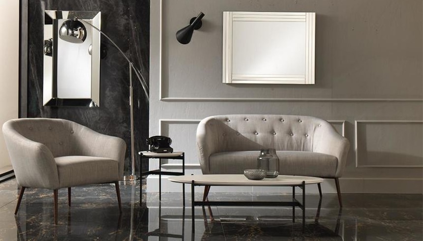 Tavolino salotto Elena base in metallo nera