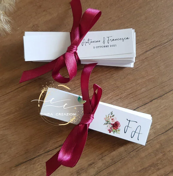 bigliettino bomboniera rose bordeaux - immagine 2