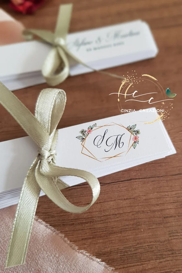 bigliettini bomboniera nozze tema fiori