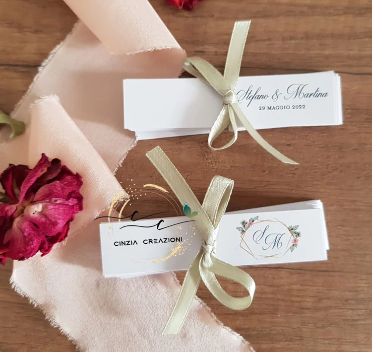 bigliettini bomboniera nozze tema fiori - immagine 2