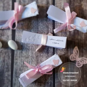 bigliettino bomboniera battesimo farfalle