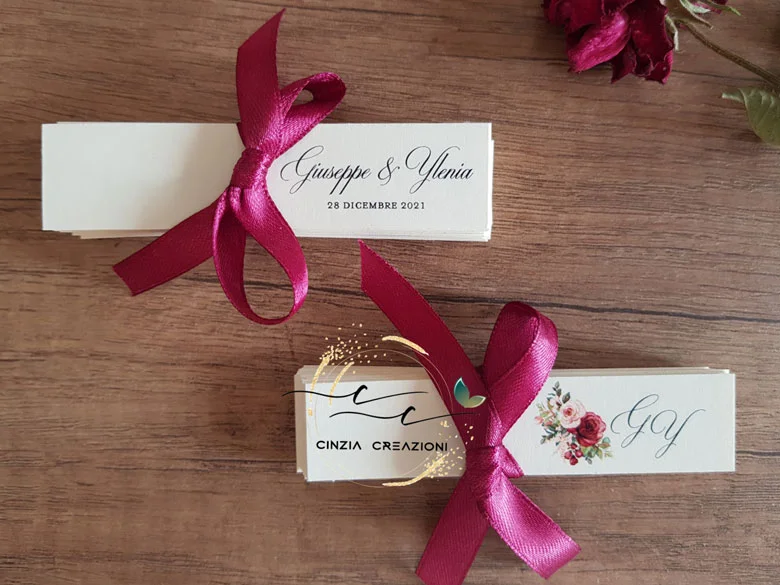 bigliettino bomboniera rose bordeaux - immagine 5