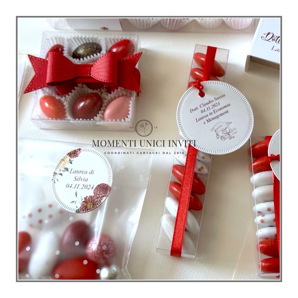 Scatolina quadrata degustazione 9 confetti Laurea con fiocco - immagine 2