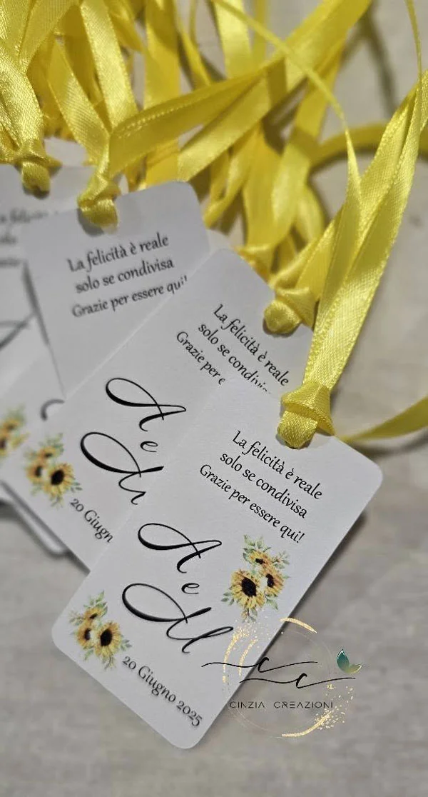 come un girasole – etichetta bomboniere